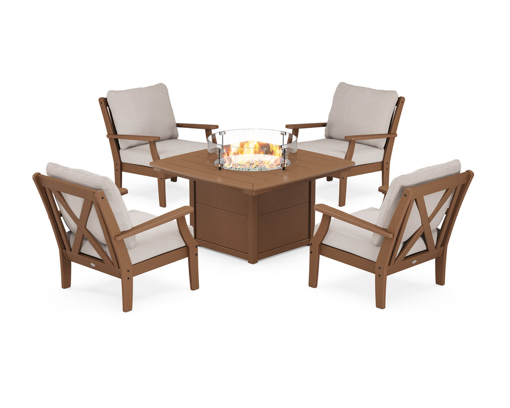Braxton 5-Piece Deep Seating Conversation Set with Fire Pit Table Retreat Home Furniture