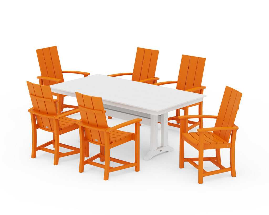 Modern Adirondack 7-Piece Rustic Farmhouse Dining Set with Trestle Legs Retreat Home Furniture