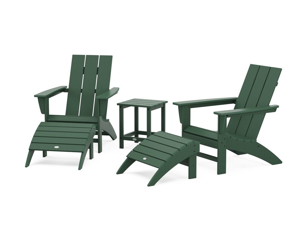 Modern Adirondack Chair 5-Piece Set with Ottomans and 18" Side Table Photo