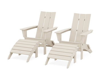 Modern Folding Adirondack Chair 4-Piece Set with Ottomans Photo