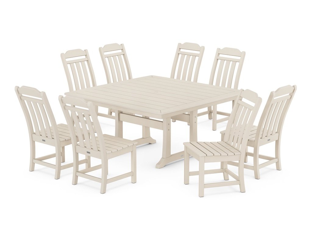 Country Living 9-Piece Square Side Chair Dining Set with Trestle Legs Photo