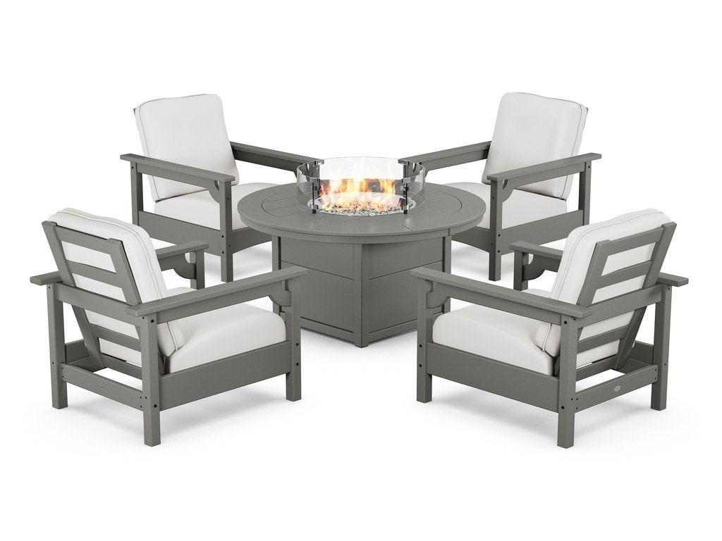 Club 5-Piece Conversation Set with Fire Pit Table Photo