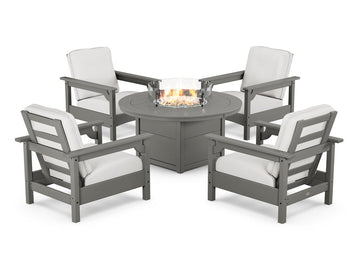 Club 5-Piece Conversation Set with Fire Pit Table Photo