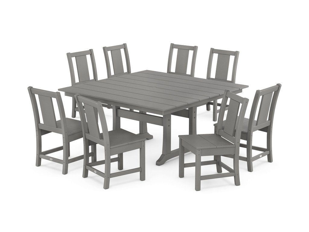 Prairie Side Chair 9-Piece Square Farmhouse Dining Set with Trestle Legs Photo