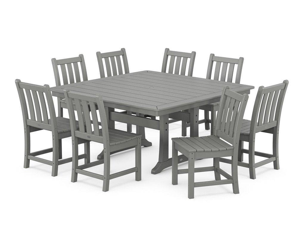 Traditional Garden 9-Piece Nautical Trestle Dining Set Photo