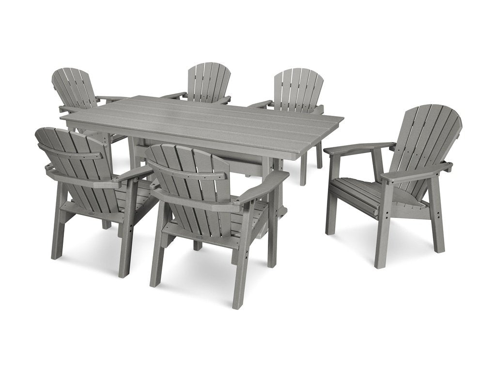 Seashell 7- Piece Farmhouse Dining Set with Trestle Legs Photo