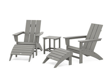 Modern Adirondack Chair 5-Piece Set with Ottomans and 18" Side Table Photo