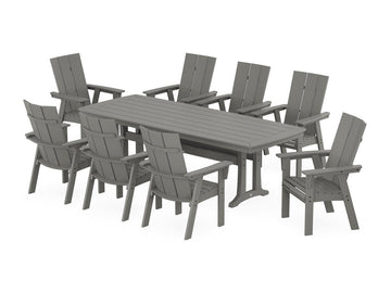 Modern Curveback Adirondack 9-Piece Dining Set with Trestle Legs Photo