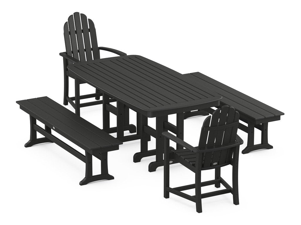 Classic Adirondack 5-Piece Dining Set with Benches Photo