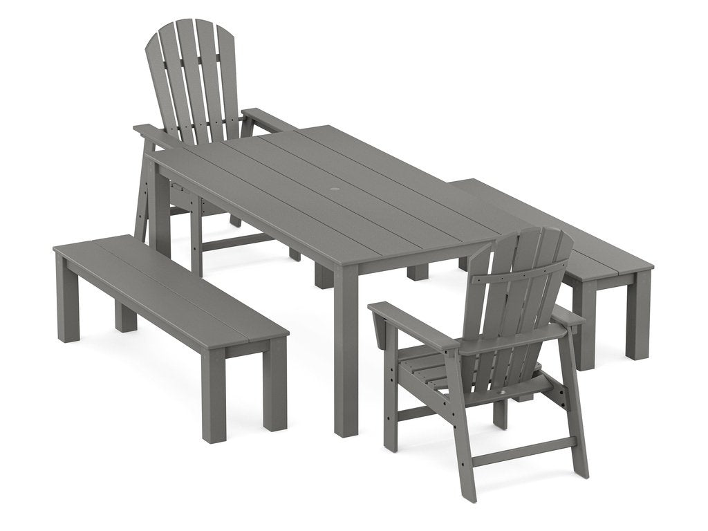 South Beach 5-Piece Parsons Dining Set with Benches Photo