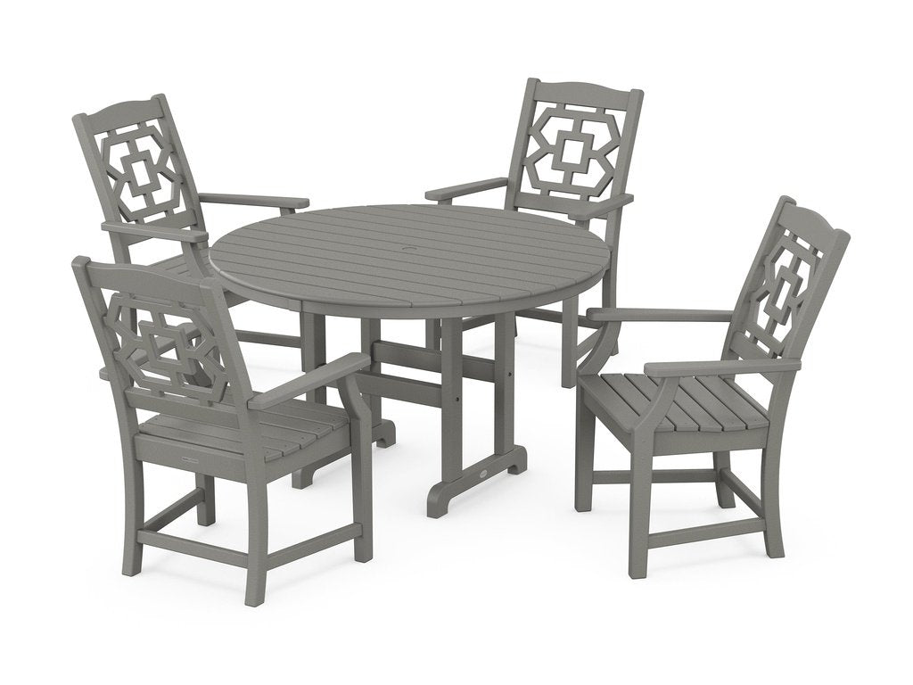 Chinoiserie 5-Piece Round Farmhouse Dining Set Photo