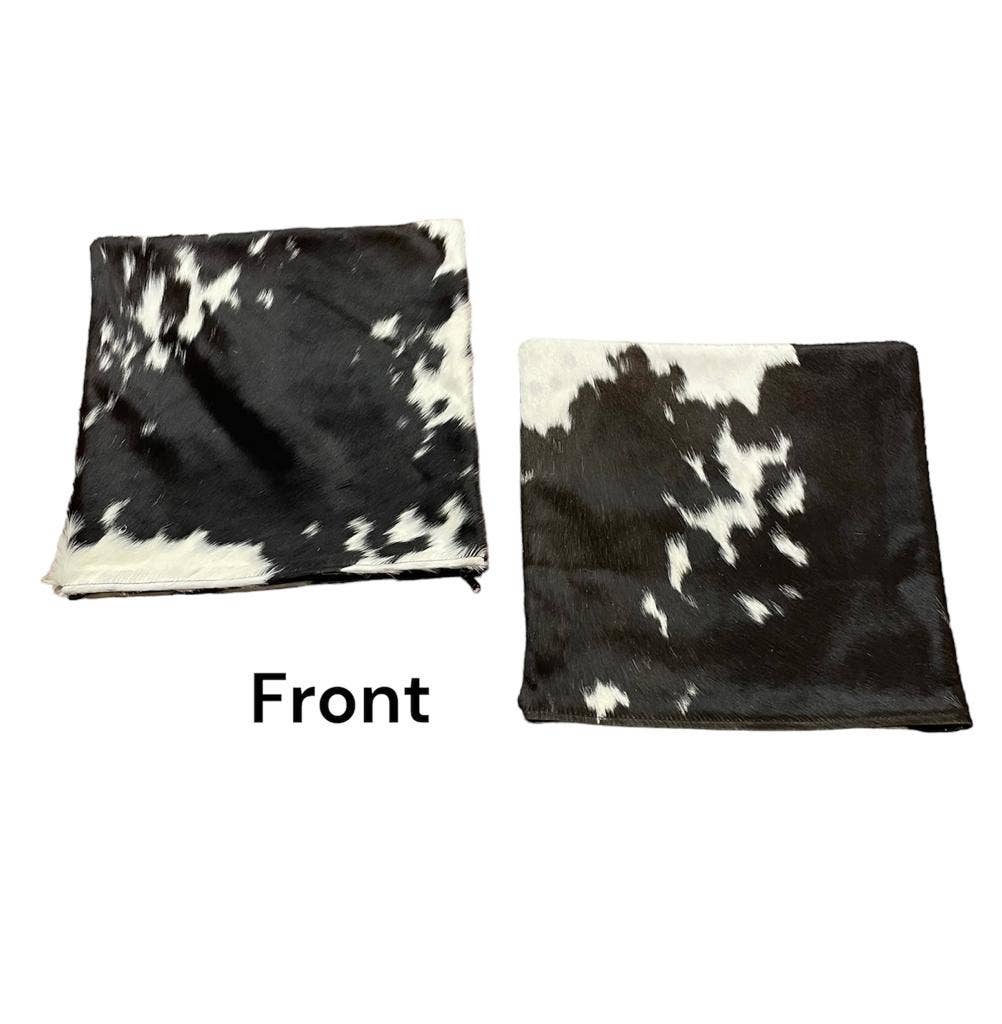 2pc Set - Black & White Cowhide Pillow Cushion- EXACT HIDE