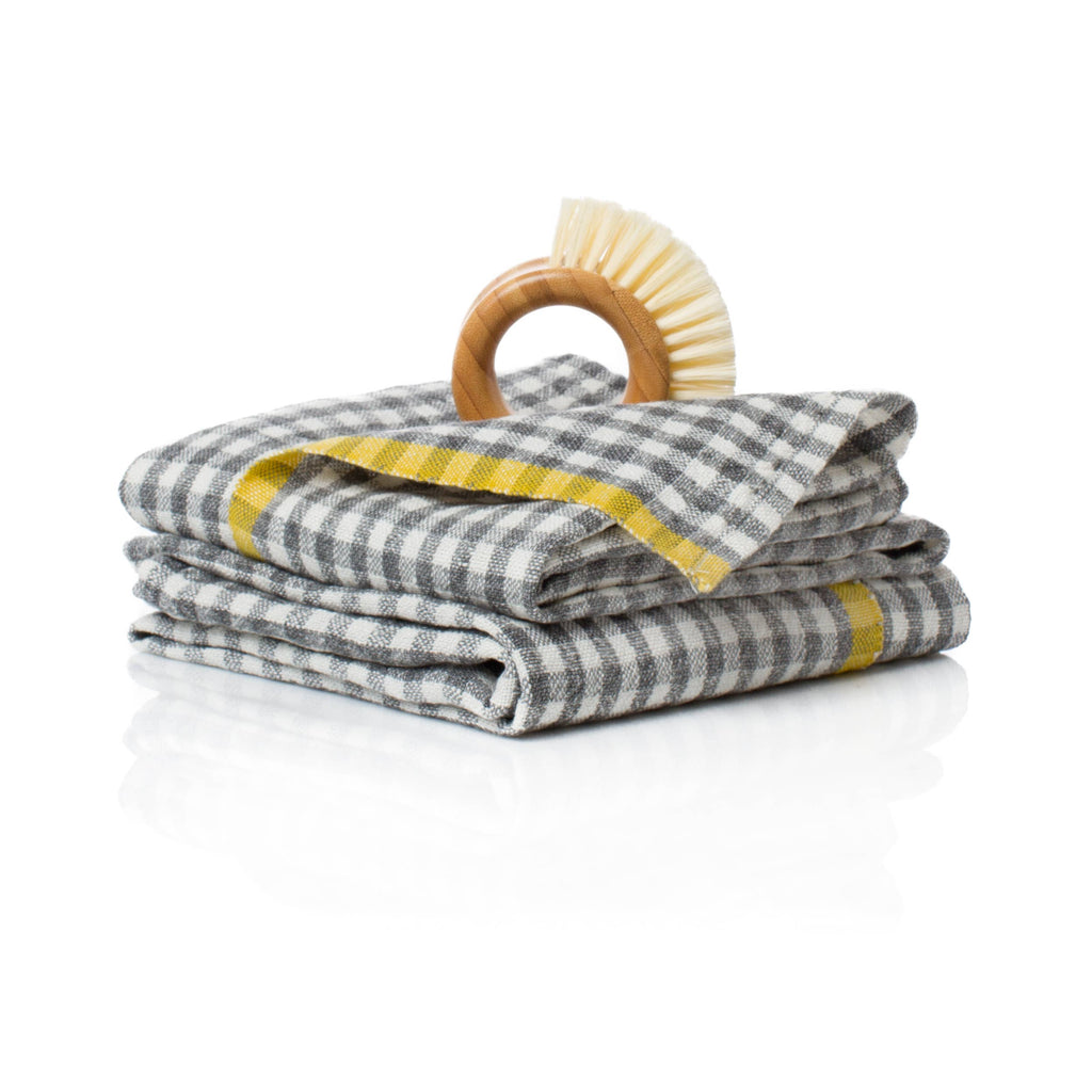 Two-Tone Gingham Grey and Dijon Towels
