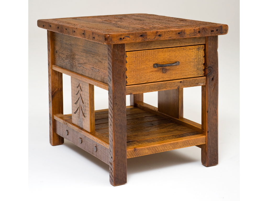 Sequoia Side Table With Drawer And Shelf Square