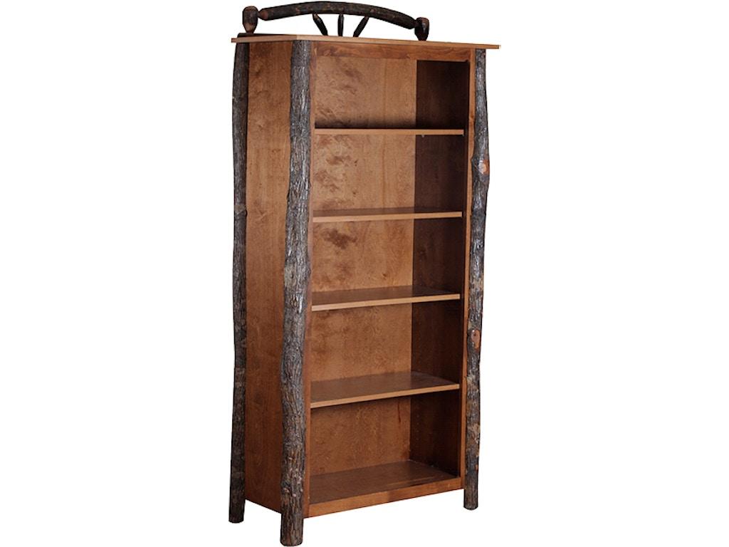 Hickory Bookcase Large W/ Wagon Wheel Accent 505453