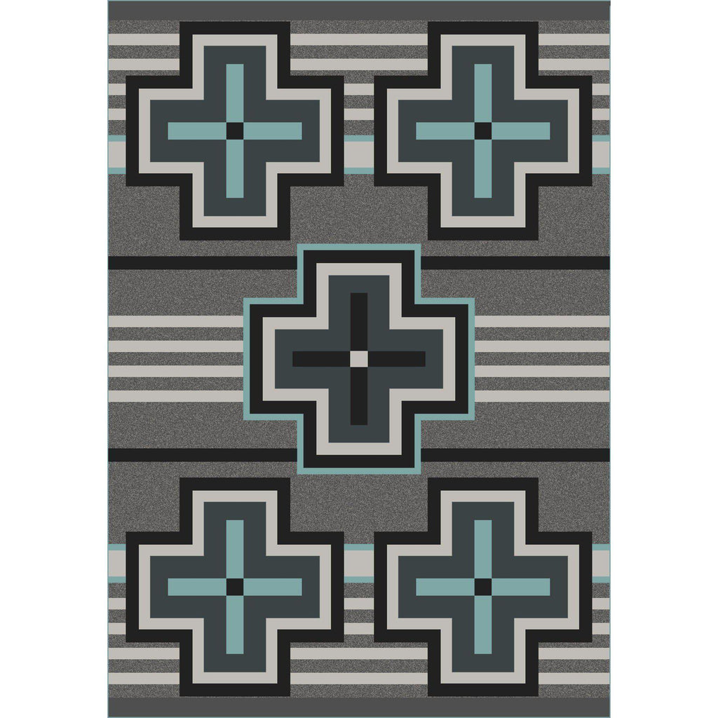 Hunter - Flint Turquoise-CabinRugs Southwestern Rugs Wildlife Rugs Lodge Rugs Aztec RugsSouthwest Rugs