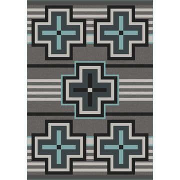 Hunter - Flint Turquoise-CabinRugs Southwestern Rugs Wildlife Rugs Lodge Rugs Aztec RugsSouthwest Rugs