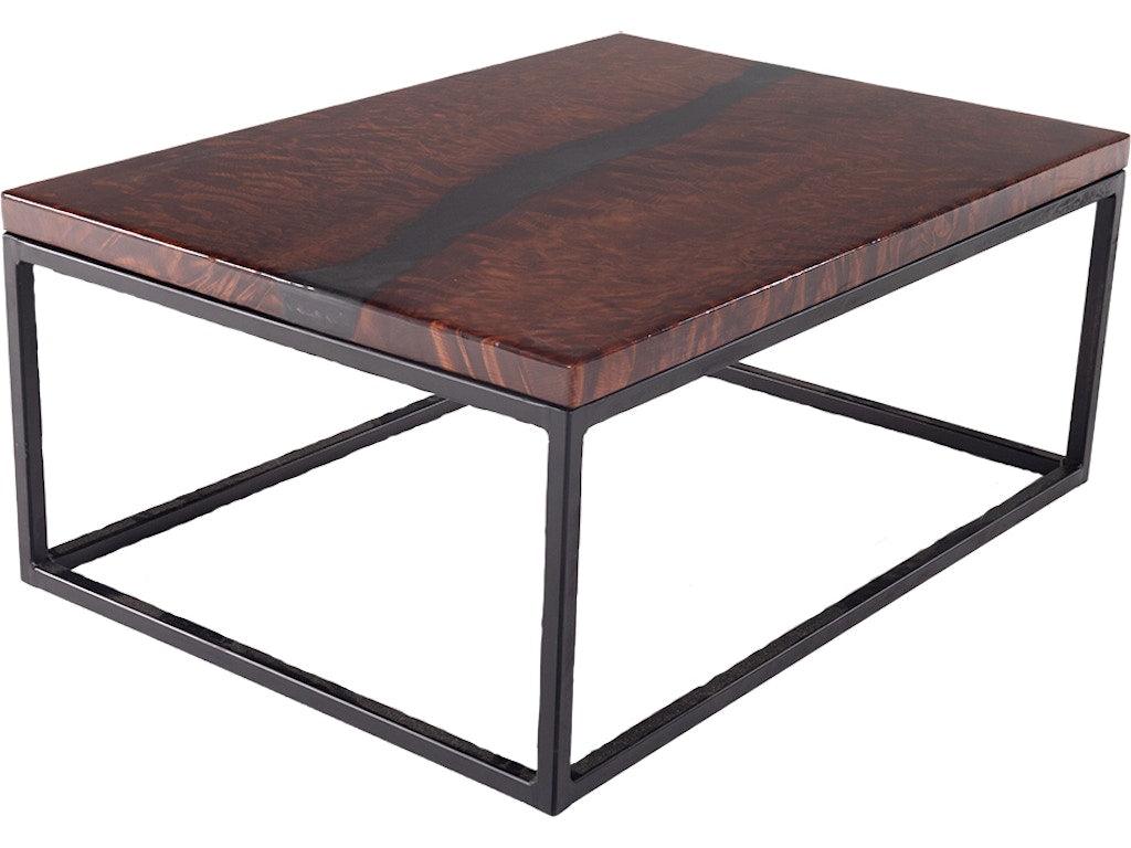River Poured Coffee Table - Redwood with Metal Base 543342