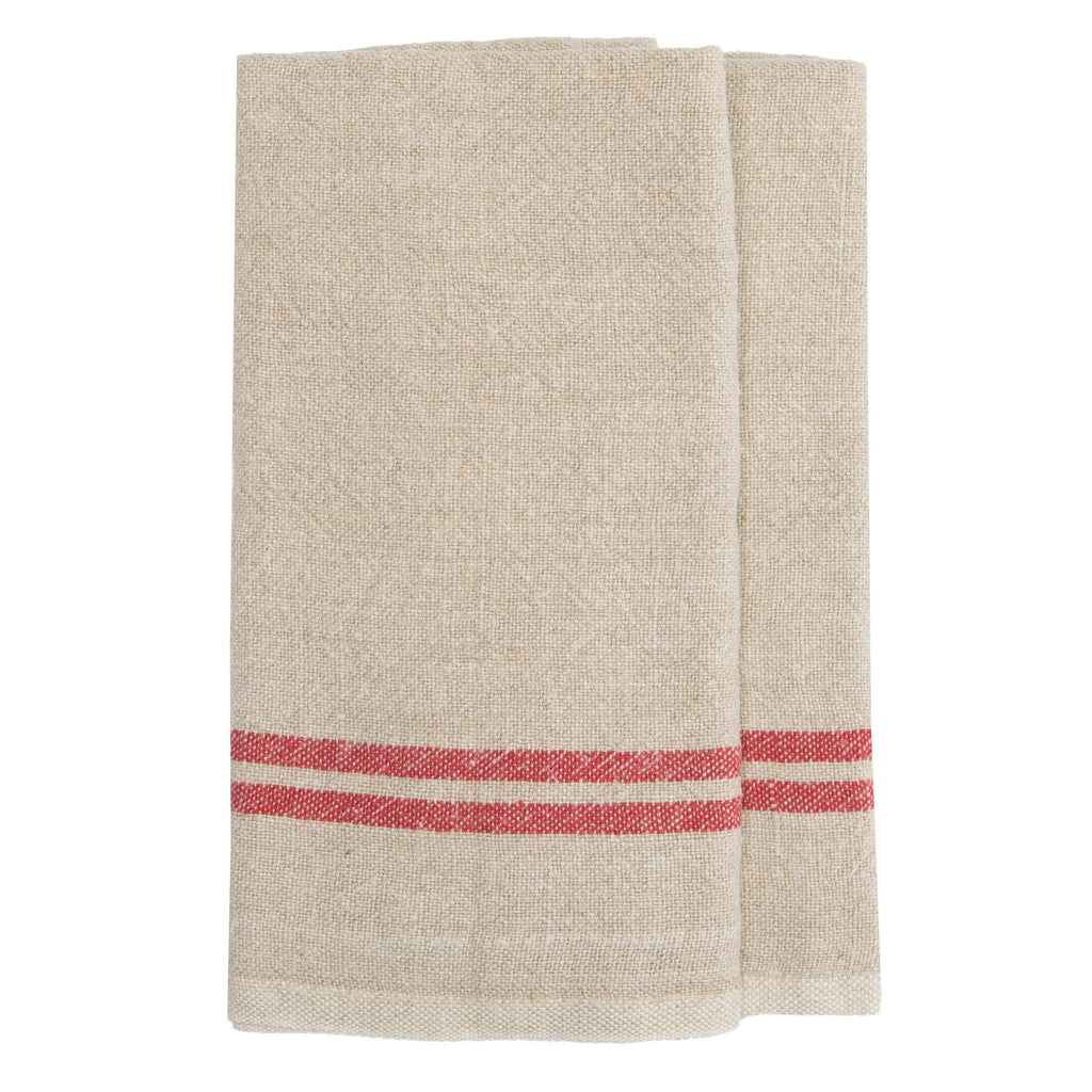 Vintage Linen Natural Red Towel 2 Pack